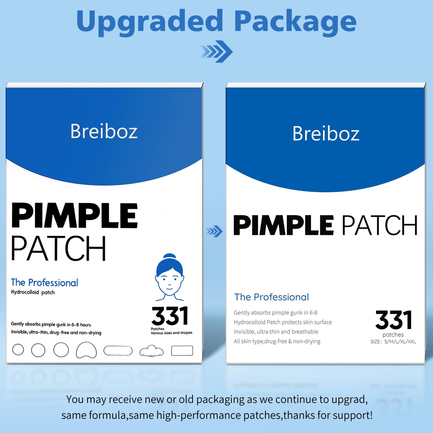 Pimple Patches for Face & Body,331 Patches Variety Pack w/ Large Sizes,Invisible Hydrocolloid Acne Patch with Tea Tree Oil & Salicylic Acid,Overnight Beauty & Personal Care Breiboz
