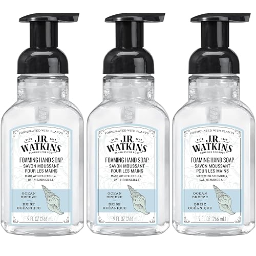 J.R. Watkins Foaming Hand Soap For Bathroom or Kitchen, Scented, Cruelty Free, 9 Fl Oz, Ocean Breeze, 3 Pack Beauty & Personal Care J.R. Watkins