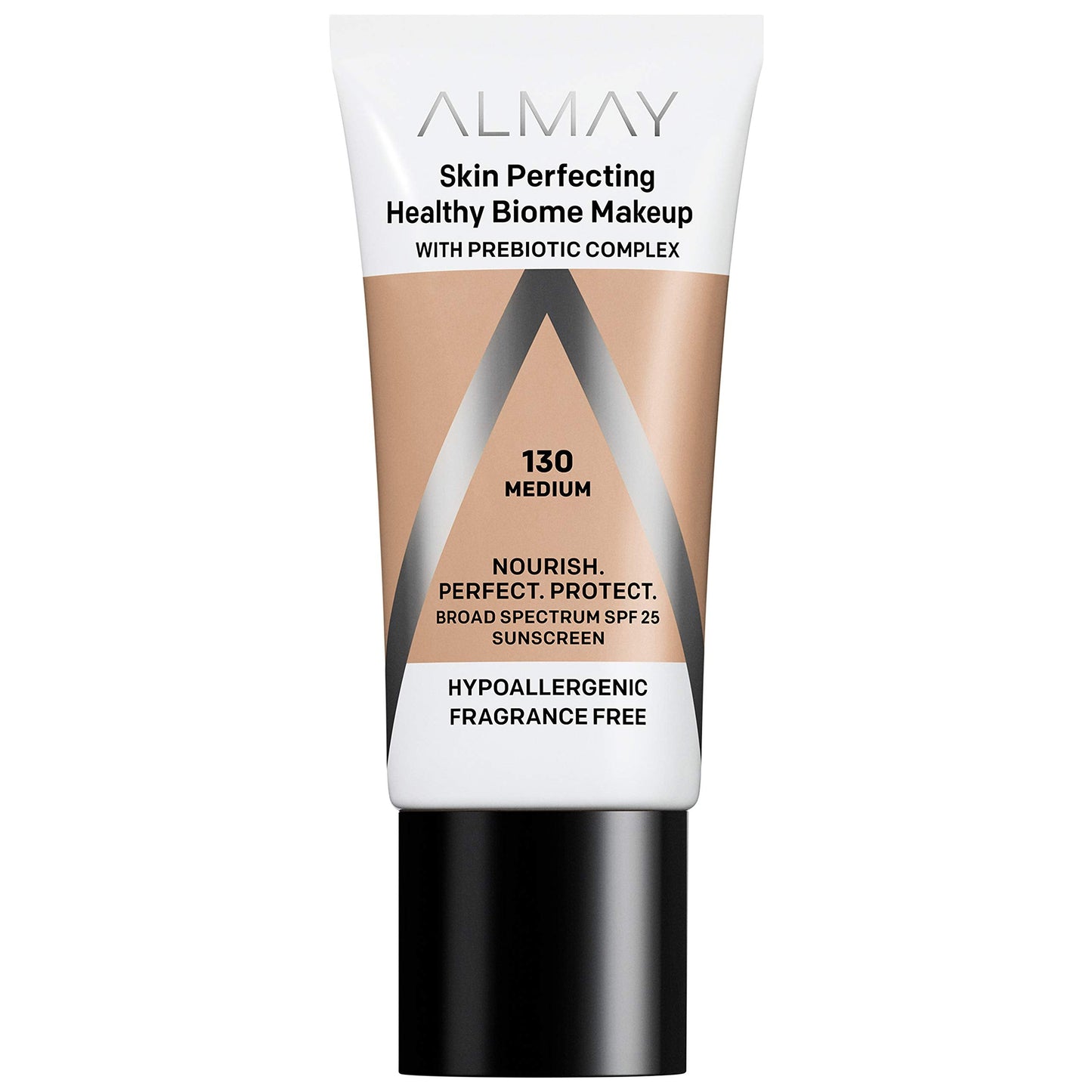 Almay Skin Perfecting Healthy Biome Foundation Makeup with Prebiotic Complex SPF 25, Hypoallergenic, -Fragrance Free, 130 Medium, 1 fl. oz. Beauty & Personal Care Almay