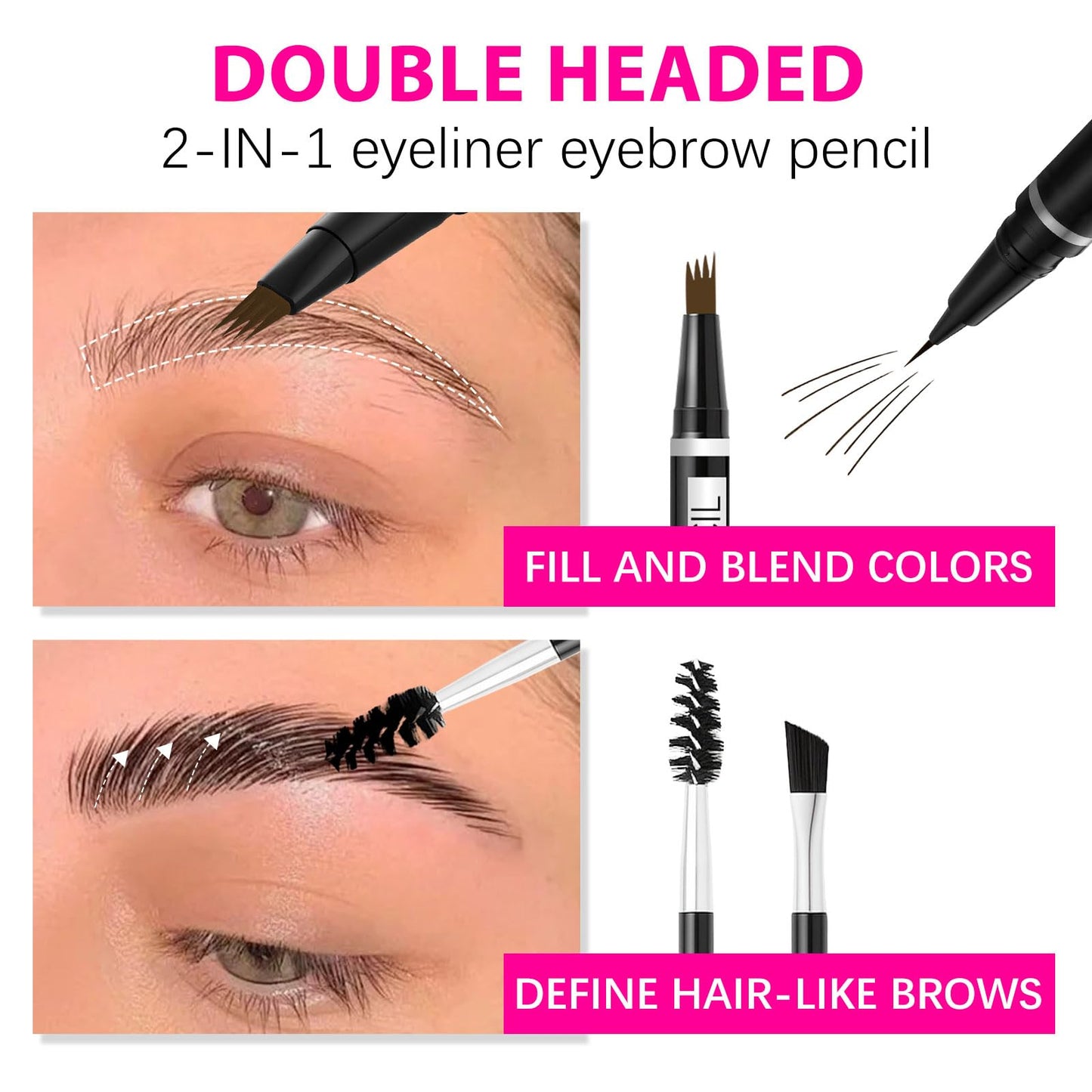 MAVENI 2-in-1 Eye Brow Pencils for Women,Waterproof Eyebrow Pen with 4 Tip Microblading Eyebrow Pencil and 0.01mm Ultra-Precise Eyeliner,Create… Beauty & Personal Care MAVENI