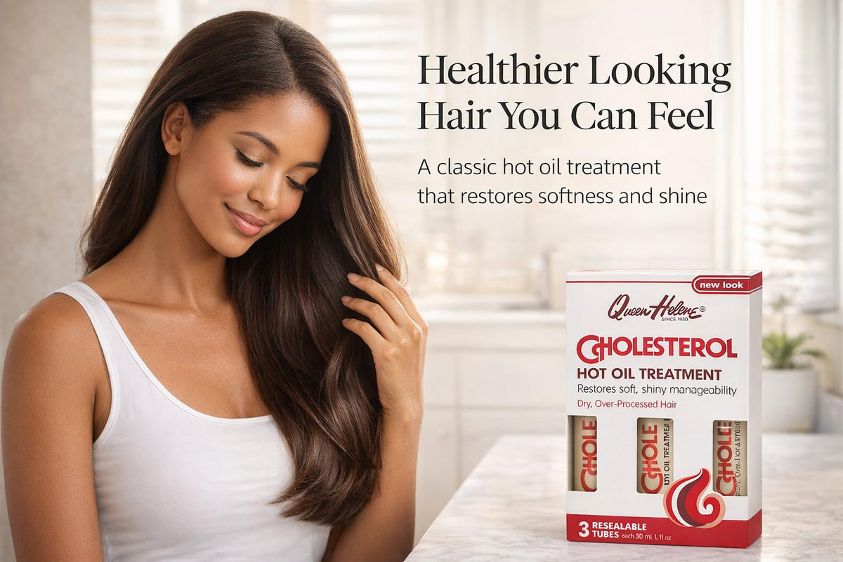 Queen Helene Cholesterol Hot Oil Treatment - Restores Healthy, Resilient Strength for Dry, Brittle Hair - Three 1oz Resealable Tubes - Pack of 2
