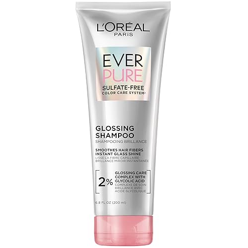 L'Oreal Paris Glossing Sulfate Free Shampoo with Glycolic Acid, Hair Care for Lasting Shine and Smoothness for Dull, Dry Hair, EverPure, 6.8 Fl Oz Beauty & Personal Care L'Oreal Paris