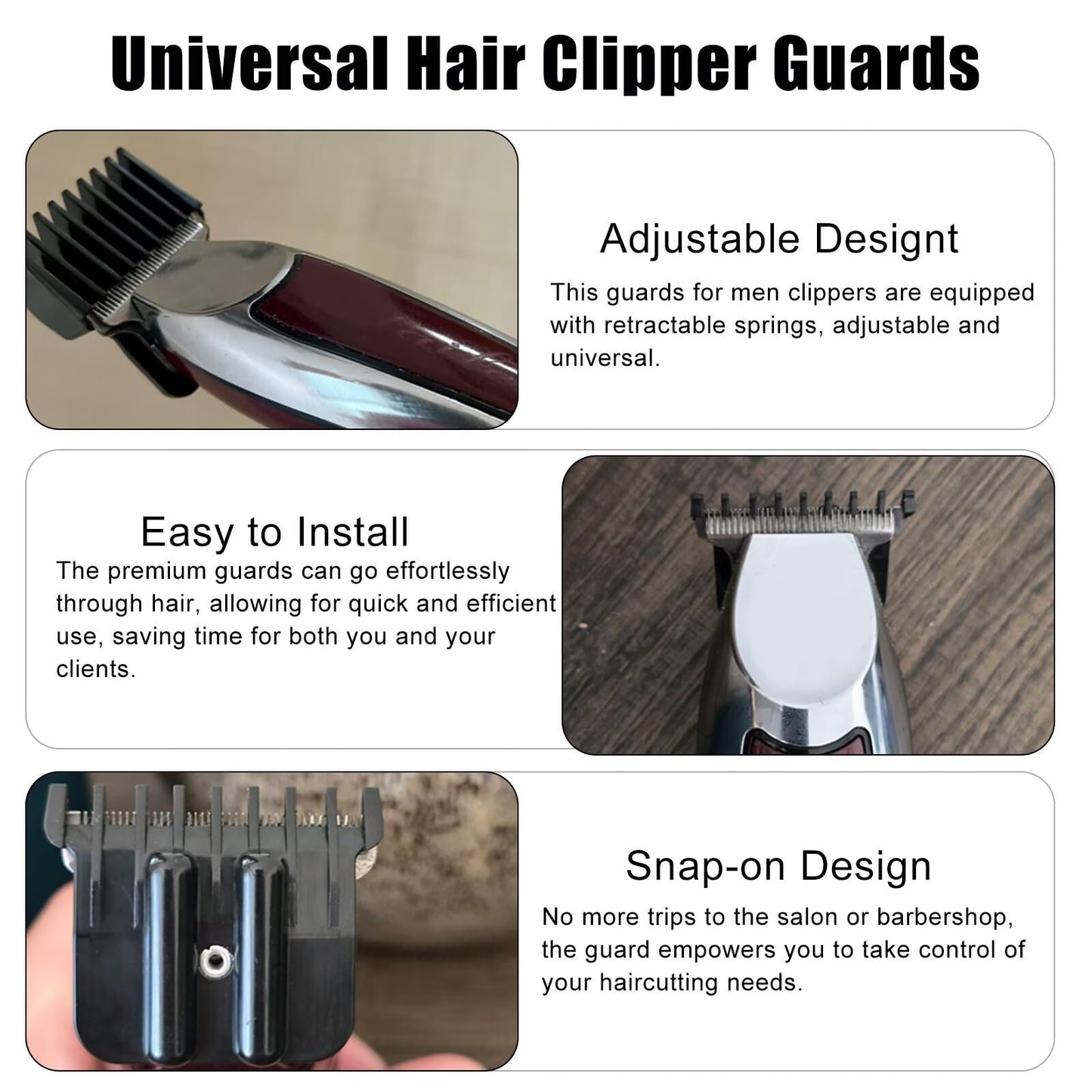 8 Pack Hair Clipper Guards Set, Snap-on Blade Attachment Combs Fits for Wahl Detailers/Andis T-outliner/Andis D8/BaBylis PRO, 8 Sizes (1/32", 1/8" Beauty and Personal Care USonline911