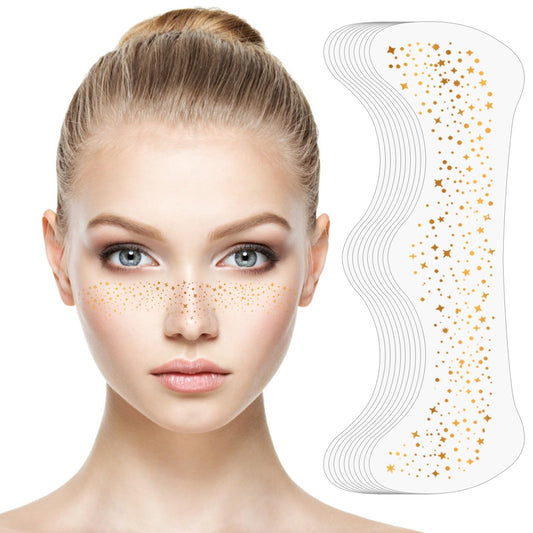 MESUADESI Makeup Patches Face Glitter Makeup, Beauty Fake Glitter Face Tattoos Long-Lasting Face Sparkles Gold Speckles Face Jewels For Women Rave Beauty & Personal Care MESUADESI