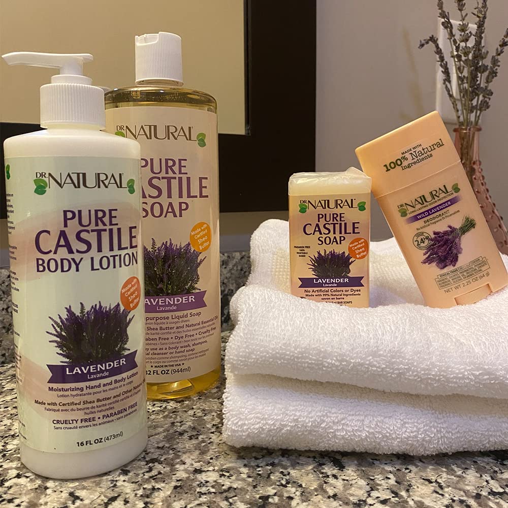 Dr. Natural Castile Body Lotion - Deeply Moisturizing Body Butter with Shea Butter - Lotion for Women and Men - Cruelty Free - Lavender - 16 oz Beauty & Personal Care Dr. Natural