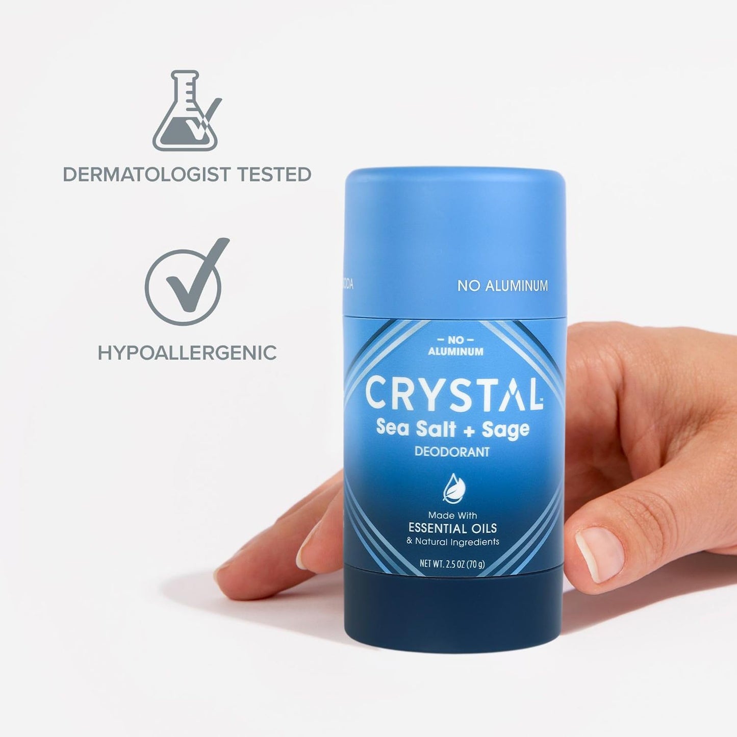 CRYSTAL Magnesium Solid Stick Natural Deodorant, Non-Irritating Aluminum Free Deodorant for Men or Women, Safely and Effectively Fights Odor, Baking Beauty and Personal Care Crystal Essence