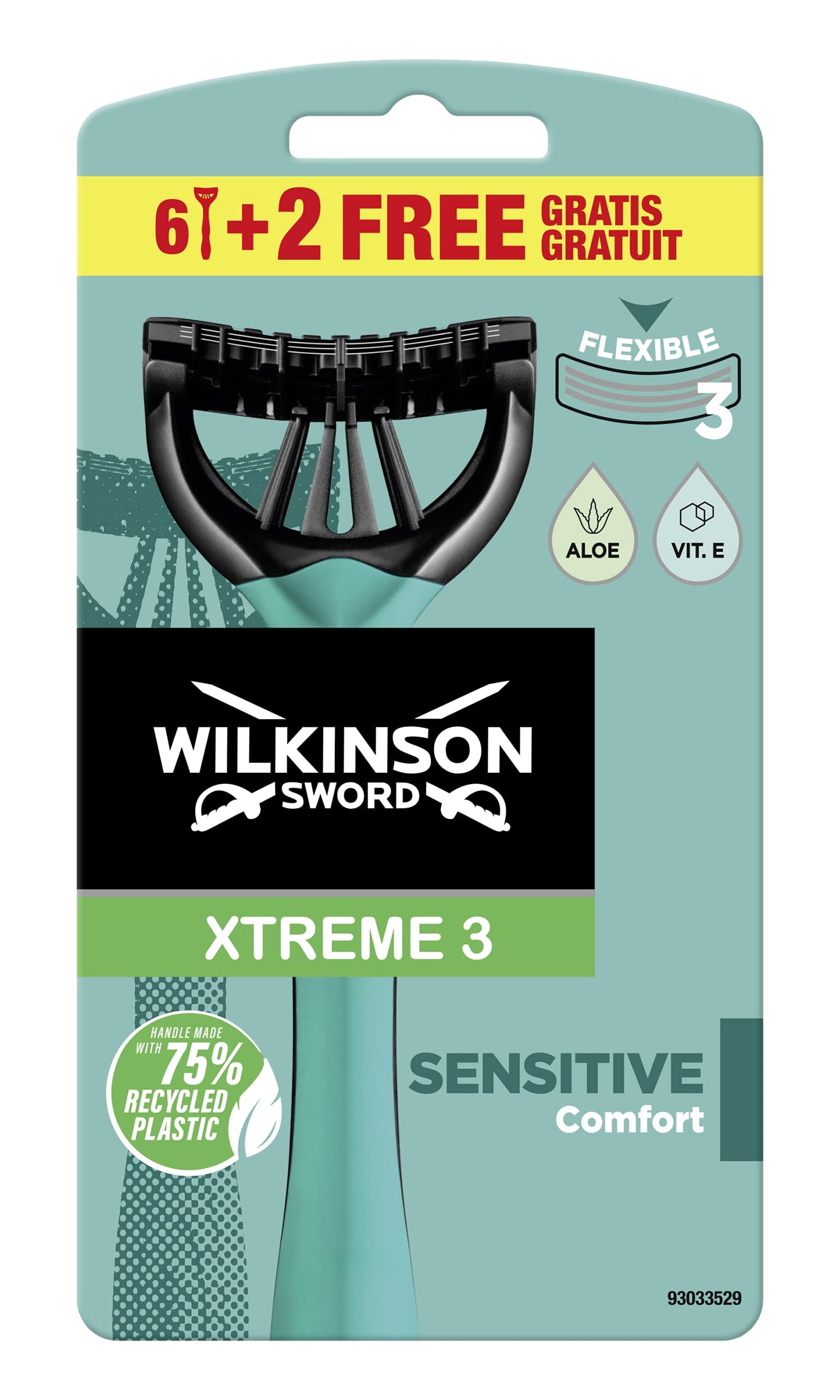 Wilkinson Sword Xtreme 3 Pure Sensitive Comfort Male Disposable Razors, 8 Count Beauty and Personal Care Wilkinson Sword