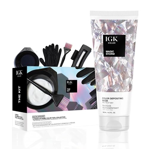 IGK Magic Storm | Pale Violet Gray Hair Gloss + Color Depositing Kit | Boost Shine, Enhance Cool Tones, Refresh Color | Semi Permanent At-Home Beauty & Personal Care IGK