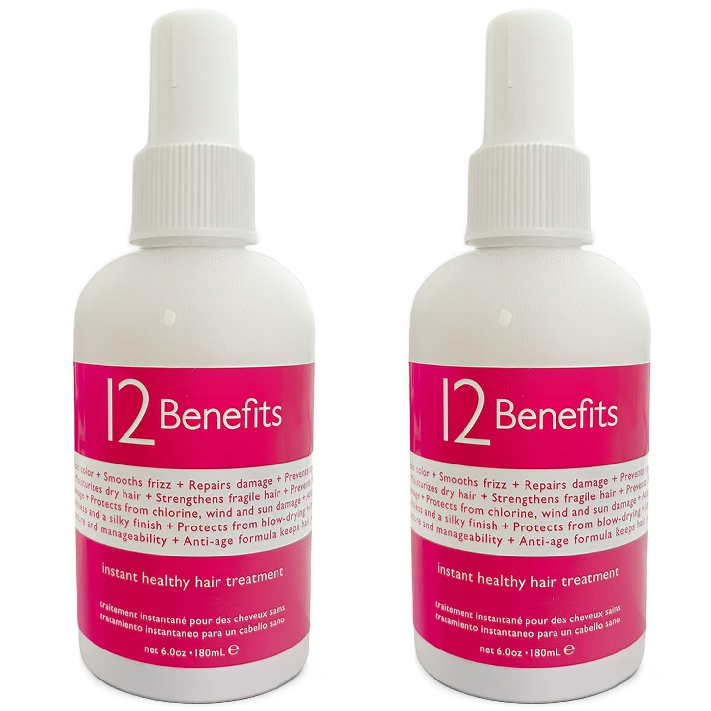 12 Benefits Instant Healthy Hair Treatment, Leave-In Conditioning, Smoothes Frizz, Strengthens & Repairs, Heat Protection Spray, 6 Fl Oz (Pack of 2) Beauty & Personal Care 12 Benefits