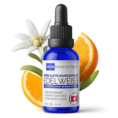 Skin Perfection Edelweiss Natural Derived Plant Antioxidant Extract Potent Anti-Aging Vitamin C Hydration Younger-Looking Skin Easy Add Dropper Make Beauty & Personal Care Skin Perfection