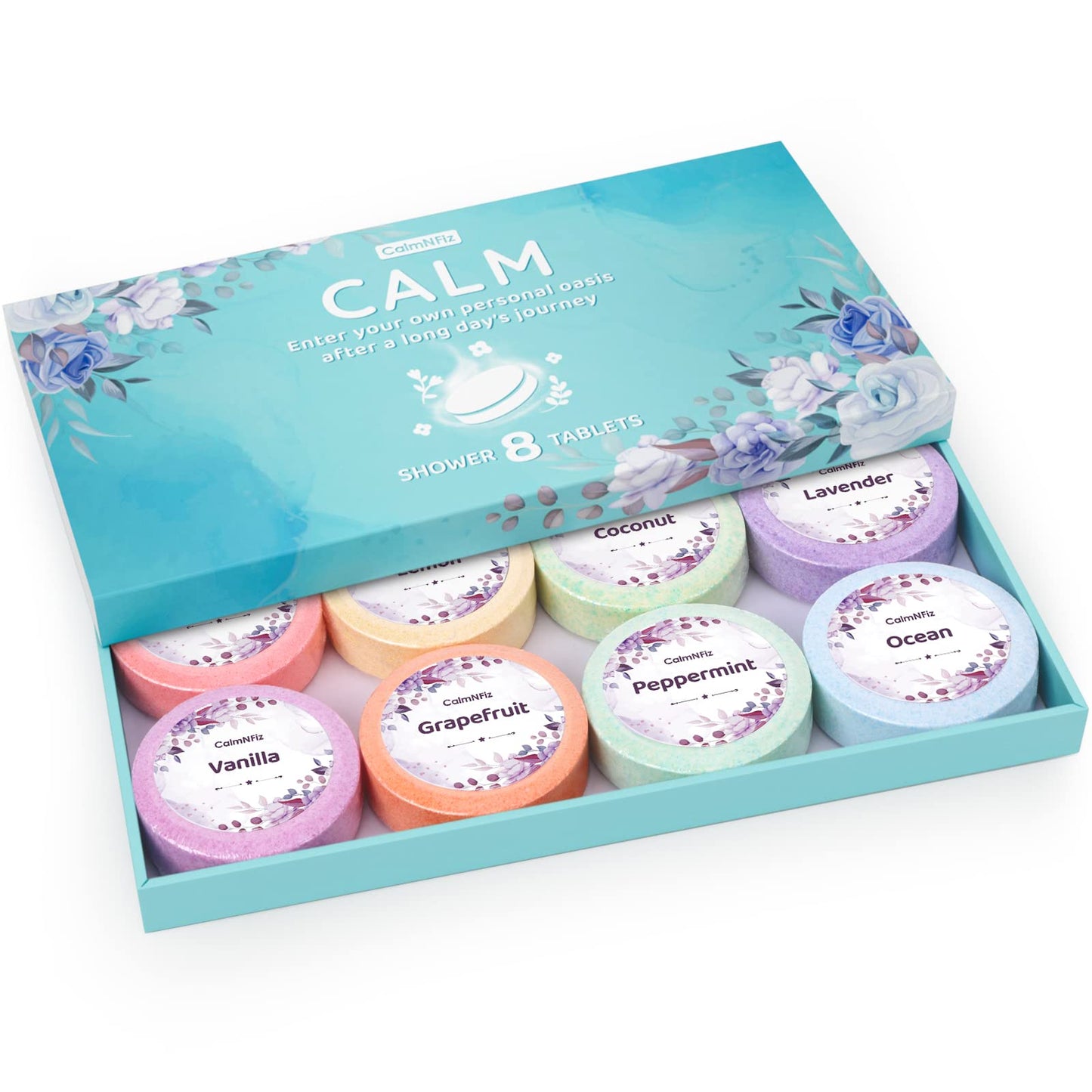 CalmNFiz Shower Steamers 8 Pack Set, Scented Shower Bombs Tablets in Box with 8 Fragrances, Fathers Day Gift for Dad, Self-Care & Relaxation Birthday Beauty and Personal Care CalmNFiz