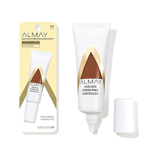 Almay Anti-Aging Concealer, Face Makeup with Hyaluronic Acid, Niacinamide, Vitamin C & E, Hypoallergenic-Fragrance Free, 050 Deep, 0.37 Fl Oz (Pack Beauty & Personal Care Almay