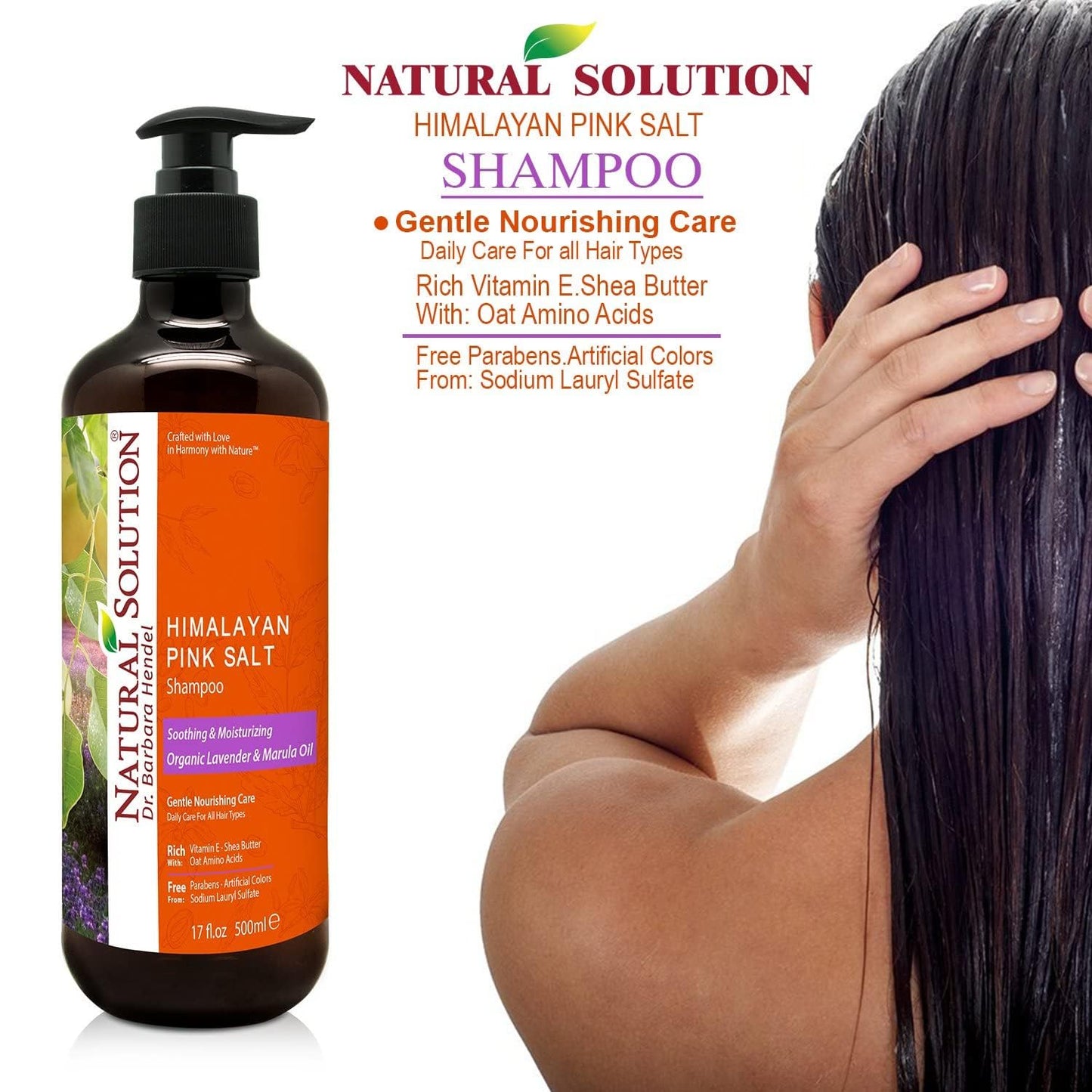 Natural Solution Shampoo with Organic Lavender & Marula Oil, Infused with Himalayan Pink Salt - Soothing, Moisturizing Daily Care for All Hair Types Beauty & Personal Care Natural Solution
