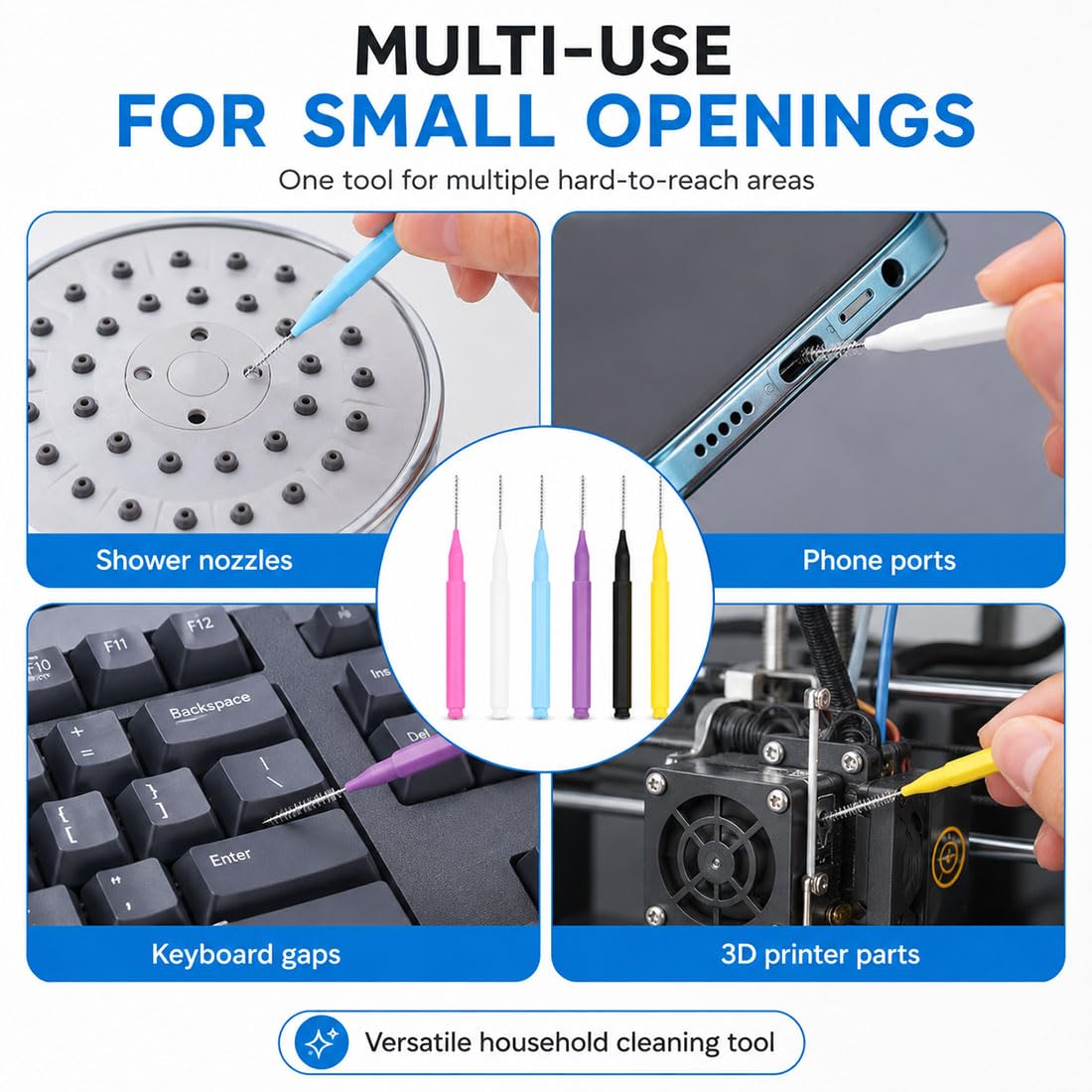 Shower Head Cleaning Brush for Small Holes, Anti-Clogging Showerhead Cleaner Tool, Tiny Crevice Brushes for Unclogging Bathroom Nozzle, Phone Port Beauty and Personal Care Gugliet