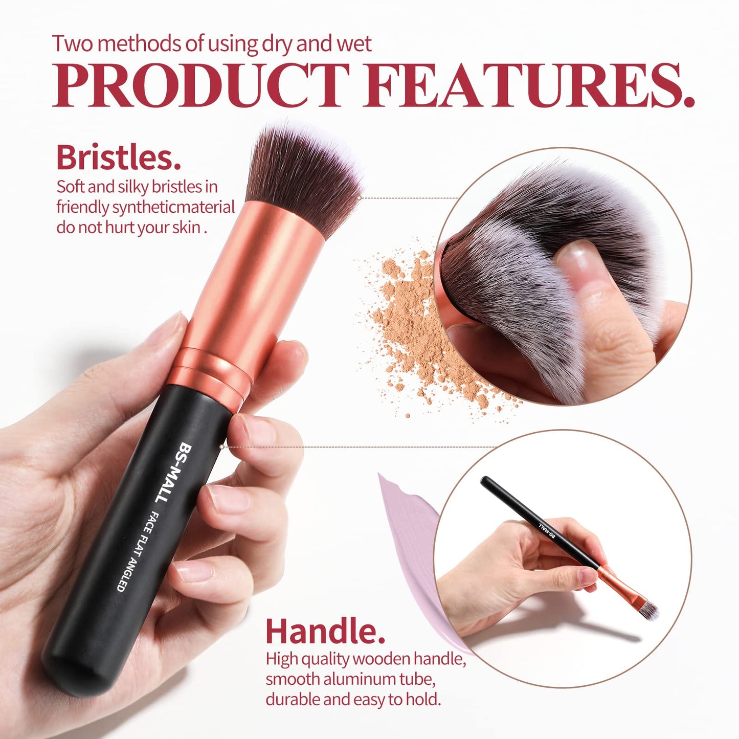 Makeup Brushes BS-MALL Premium Synthetic Foundation Powder Concealers Eye Shadows Makeup 14 Pcs Brush Set, Rose Golden, with Case Beauty & Personal Care BS-MALL