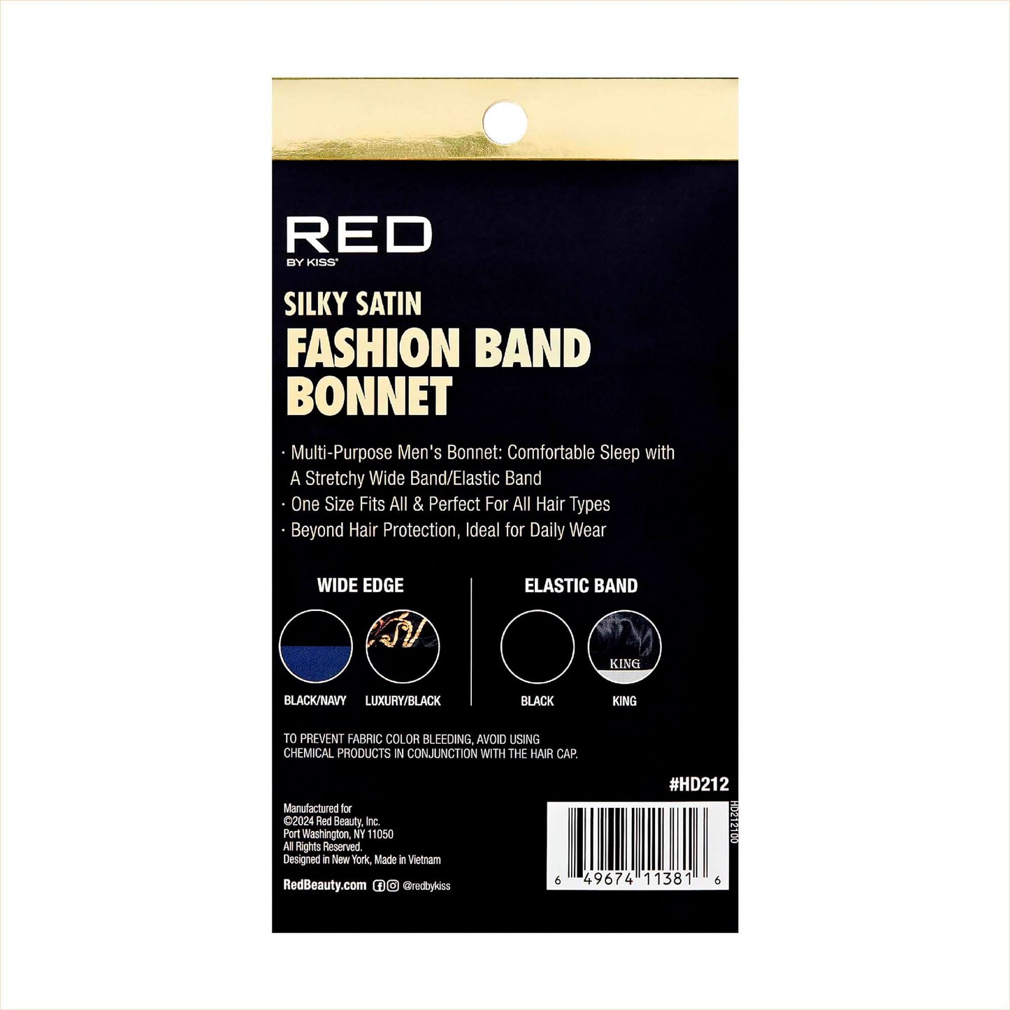 Red by Kiss Men's Silky Satin Hair Bonnet, Soft Anti-Frizz Fabric, All Hair Types, No Slip Wide Band Comfort, Anti Breakage Protection, Daily Wear Beauty and Personal Care Red by Kiss