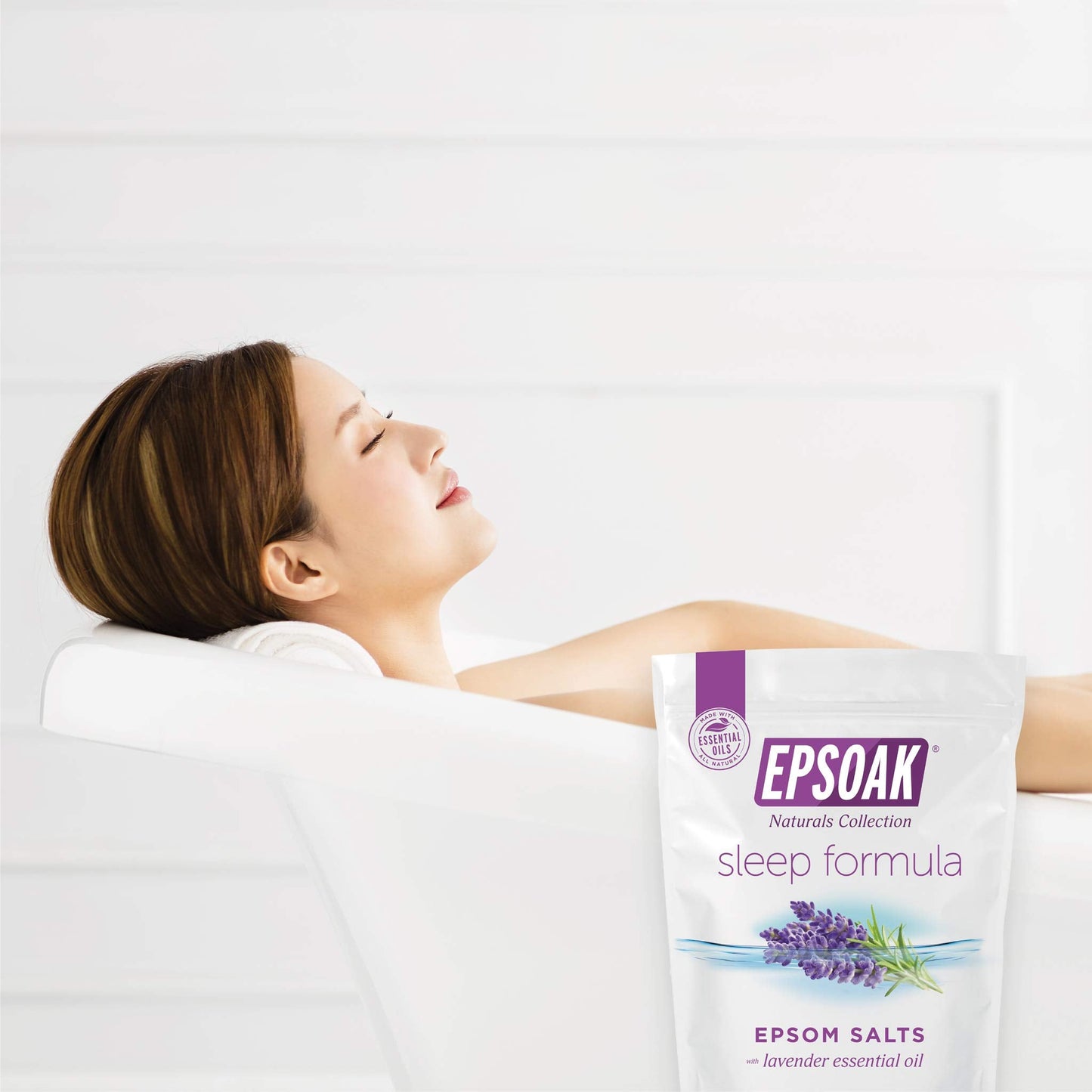 Epsoak Epsom Salt 2 lb. USP Magnesium Sulfate with Lavender Scent Resealable Epsom Salt Bag, Made in The USA, Cruelty-Free Certified Beauty and Personal Care Epsoak