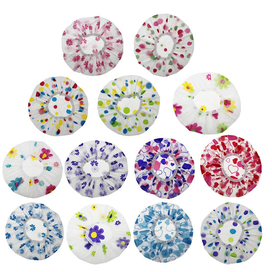 LJY 13 Pieces Assorted Shower Caps Elastic Waterproof Plastic Bathing Salon Hair Cap Lady Salon Hat Beauty & Personal Care LJY