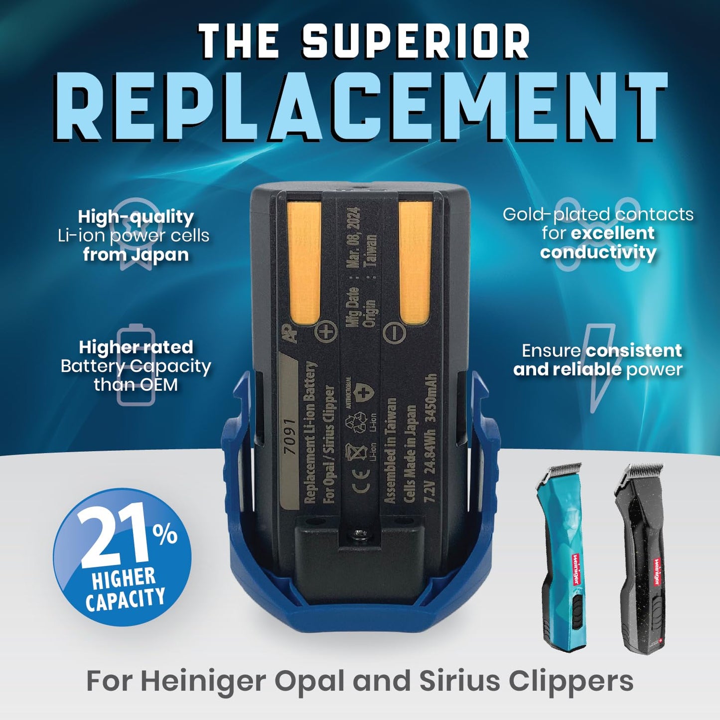Artisan Power - Heiniger Opal and Sirius Hair Clipper Battery Replacement - Replaces Heiniger Model Number 709-100 - 21% Higher Capacity Beauty and Personal Care Artisan Power
