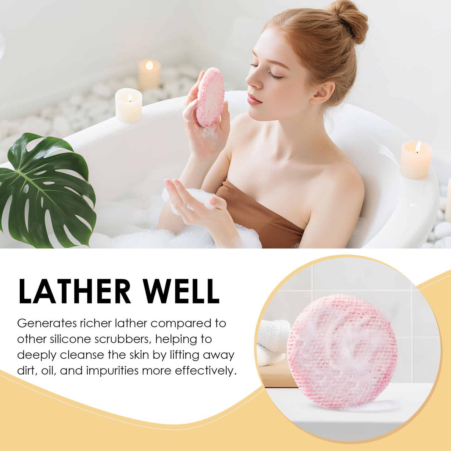 INNERNEED Food-Grade Silicone Body Scrubber Gentle Cleansing Brush with Exfoliating Net Sponge Bath Scrubbing Washcloth Case, More Hygienic and Well Beauty and Personal Care INNERNEED