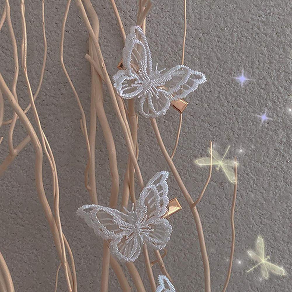 Ruwado 6 Pcs Butterfly Hair Clips Lace White Soft 3D Metal Cute Hair Accessories Alligator Clips Pins for Women Girls Wedding Theme Parties Favor Beauty & Personal Care Ruwado