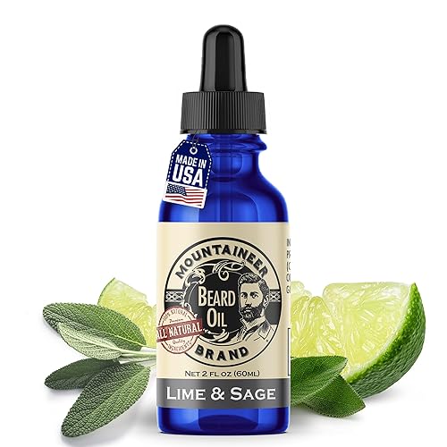 Mountaineer Brand Natural Beard Oil with Lime & Sage Scent | Made in West Virgina | Hydrates, Moisturises, Softens & Conditions for Beard Growth | Beauty & Personal Care Mountaineer Brand, 100% Natural Always