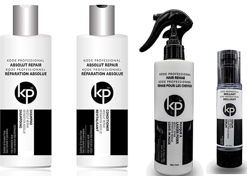4PC Bundle: Kode Professional Absolut Repair Shampoo, Conditioner, 8oz Hair Rehab and 50ml Brilliant Serum (8oz 4pc Kit) Beauty & Personal Care Belle of Hope Mara Ray