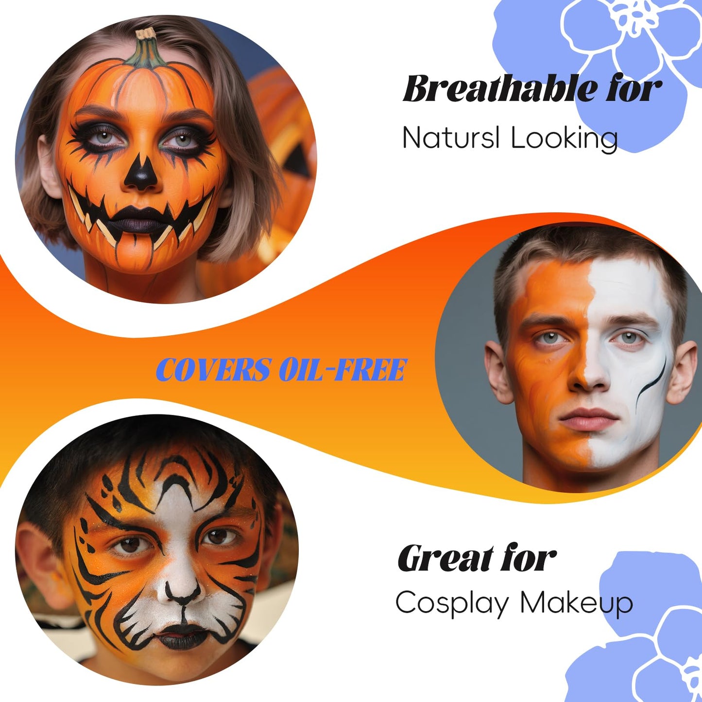 Orange Face Body Paint?Water Based Cream Orange Face Body Paint for Starfire Festivals Halloween Cosplay SFX Pumpkin Makeup,Washable&Full Coverage Beauty & Personal Care TUHPIBK