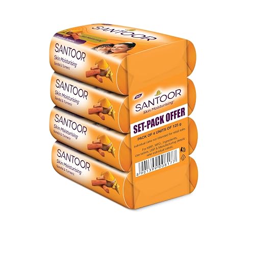 Santoor Soap with Sandal And Turmeric - Pack of 4 soaps (125g each) Beauty & Personal Care Santoor