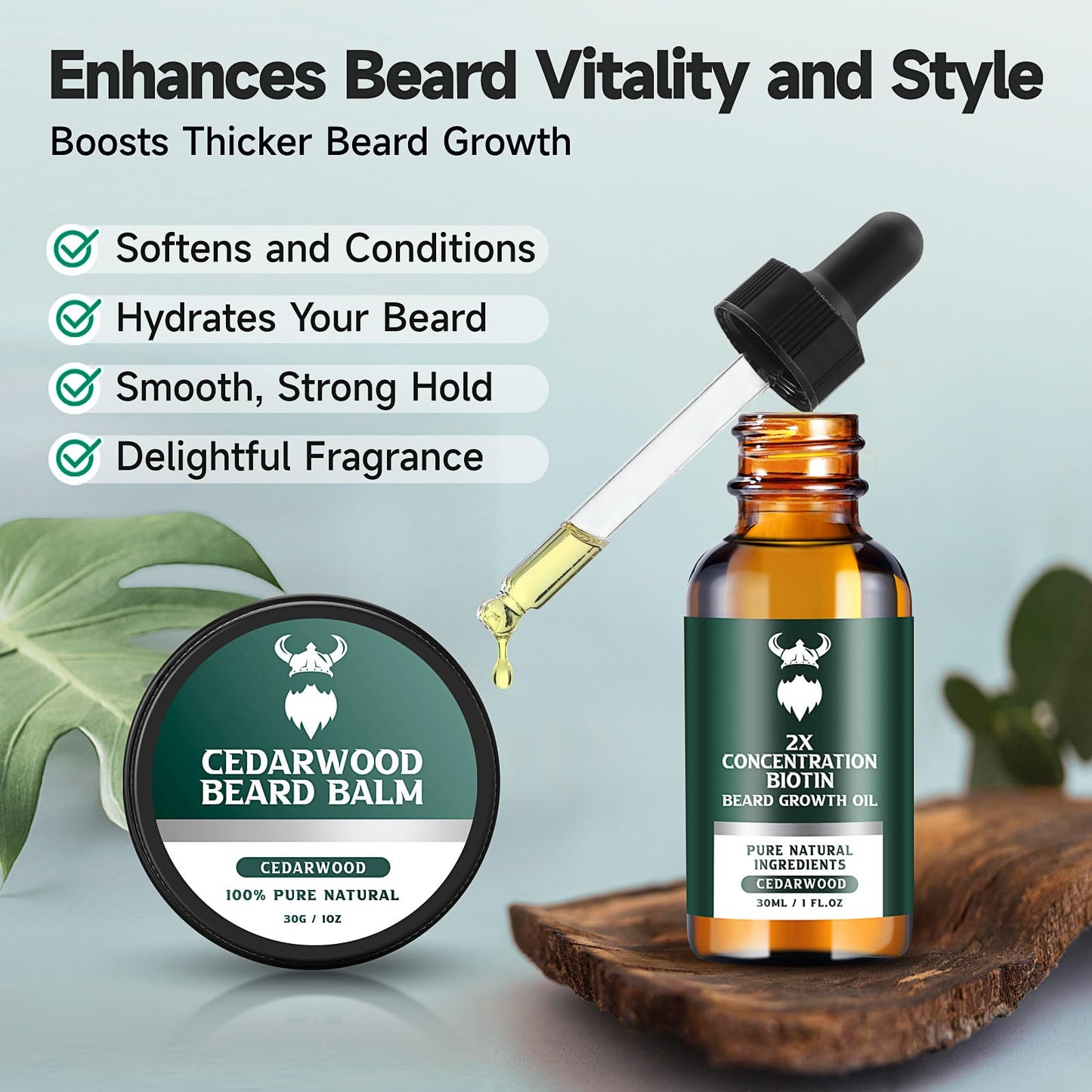 Beard Growth Kit - 2X Concentration Biotin for Men, Natural Argan, Jojoba Oils and Vitamins (Cedarwood) Beauty and Personal Care MistySprite