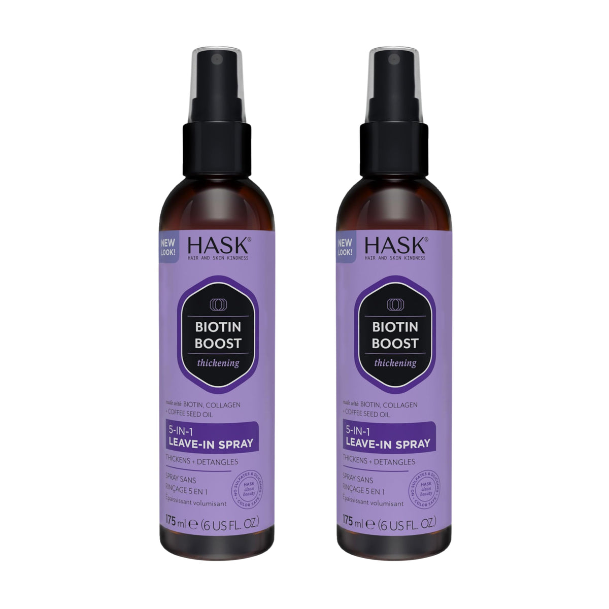 HASK Thicken Biotin 5-in-1 Leave-In Spray, 6 fl oz (Pack of 2)