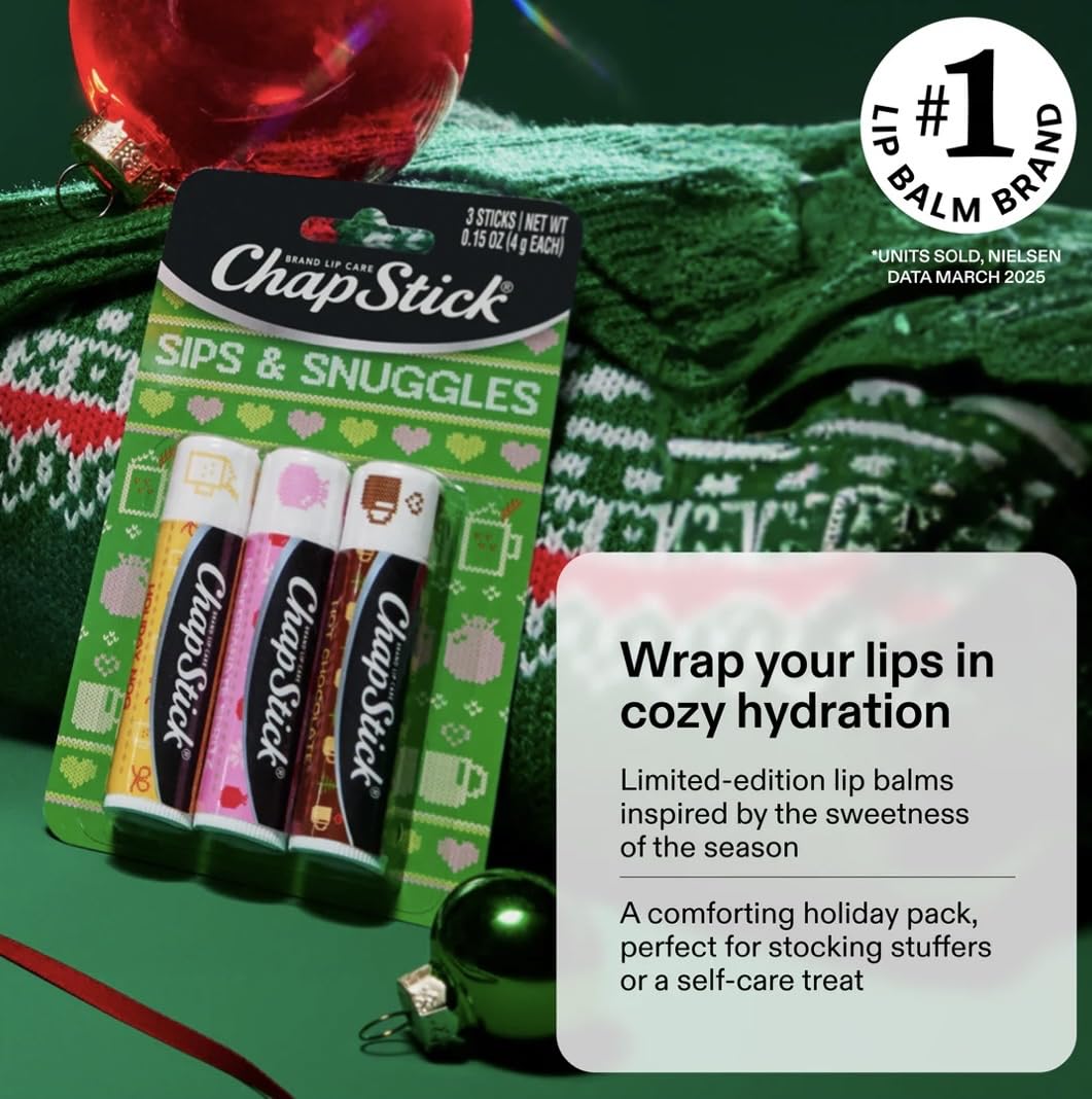 ChapStick Sips & Snuggles Lip Balm Holiday Gift Set, 3 Pack Variety Beauty & Personal Care ChapStick