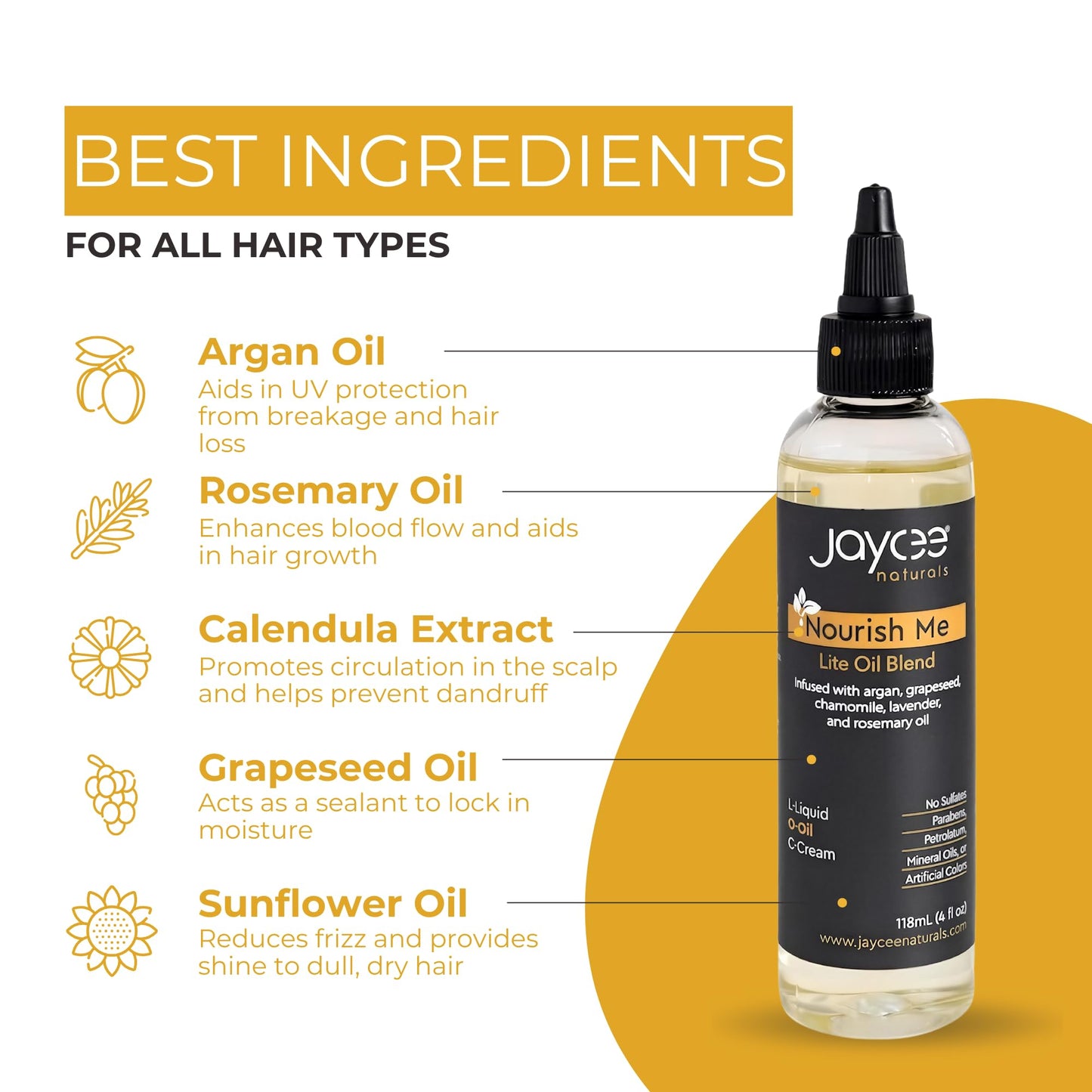 Jaycee Naturals Nourish Me Hair Oil with Grapeseed & Argan Oil, Calendula Extract & Rosemary Oil is Lightweight and Ideal for Sisterlocks and Braids Beauty & Personal Care Jaycee Naturals