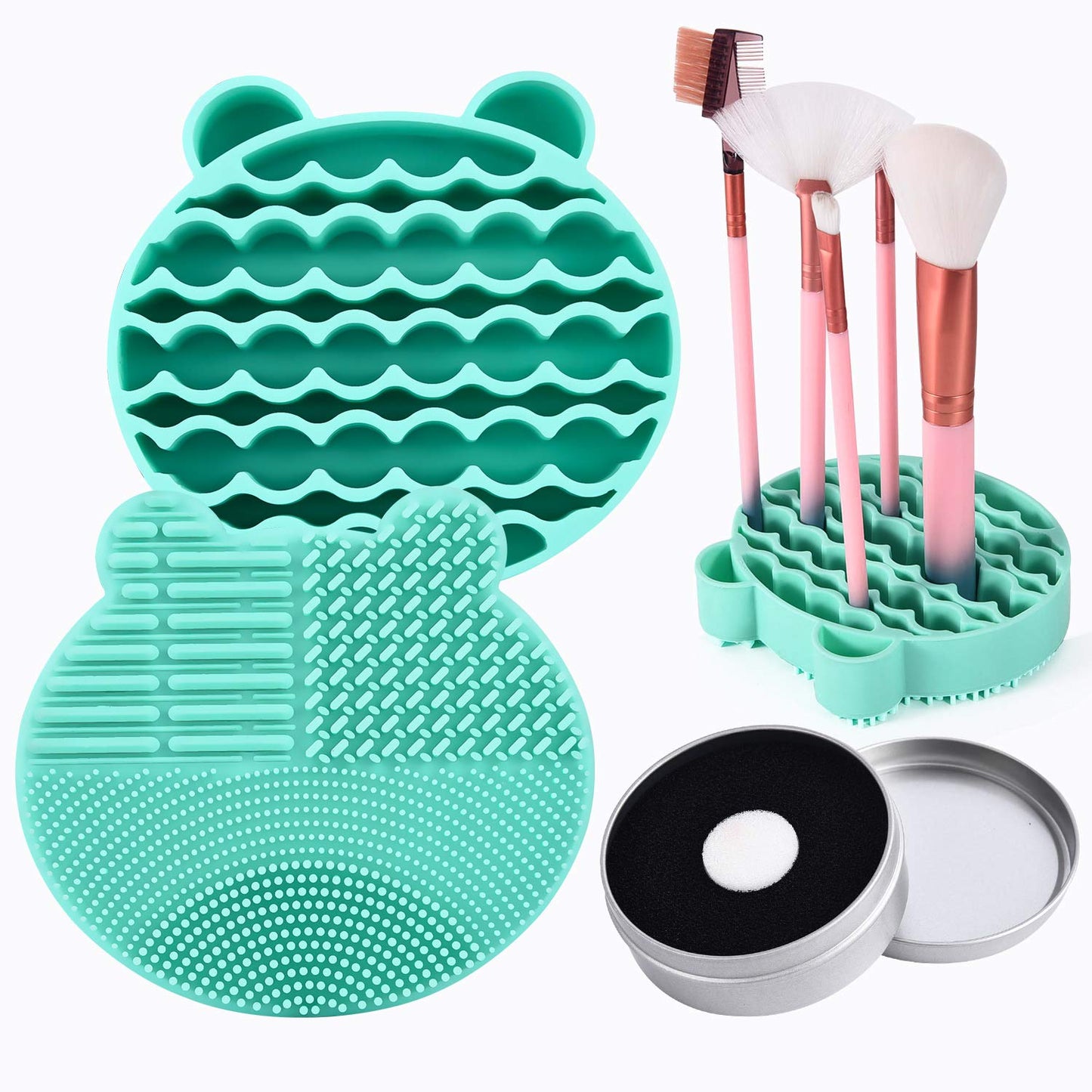 Silicon Makeup Brush Cleaner Mat with Brush Drying manual Make up cleaner cleanser machine Cosmetic Cleaning Pad+Makeup Dry Cleaned Quick Color Beauty & Personal Care Bird&Fish