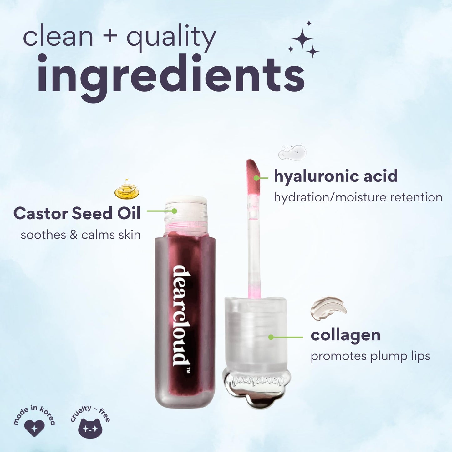 dearcloud Jelly Wave Lush Lip Oil - Tinted Lip Gloss and Lip Gloss for Women - Korean skincare essential - Lip Oil for Women with Collagen - Dreams Beauty & Personal Care dearcloud