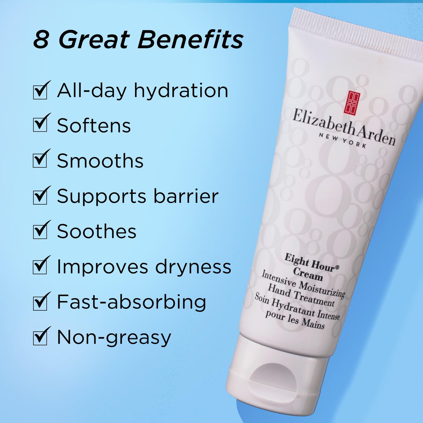 Elizabeth Arden Eight Hour Cream Intensive Moisturizing Hand Treatment, Travel Size Moisturizer, Rich Lotion for Dry, Cracked Skin, Non-Greasy, 2.3 oz Beauty & Personal Care Elizabeth Arden