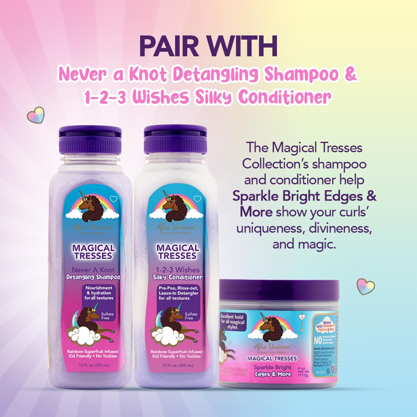 MAGICAL TRESSES by Afro Unicorn - Sparkle Bright Edges & More - Edge Control for Braids, Twists, and Ponytails - Controls Edges and Flyaways, 4 oz Beauty & Personal Care MAGICAL TRESSES
