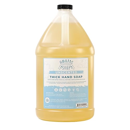 Adams Handmade Soap Thick Organic Castile Liquid Hand Soap 1 Gallon Refill- Unscented Beauty & Personal Care Adams Handmade Soap