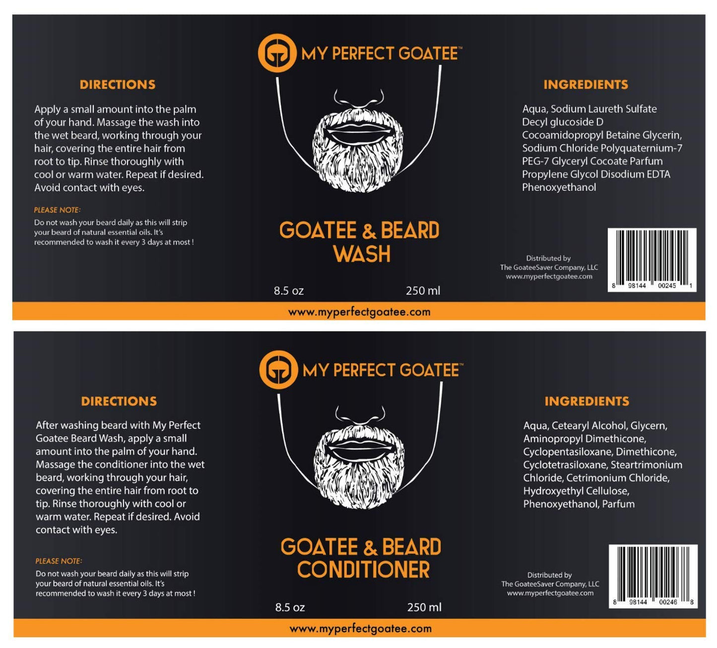 My Perfect Goatee Beard Wash and Conditioner Set for Men - Complete Beard Care Kit - 8.5oz Each - Softens & Strengthens - Eliminates Itch & Dandruff Beauty & Personal Care My Perfect Goatee
