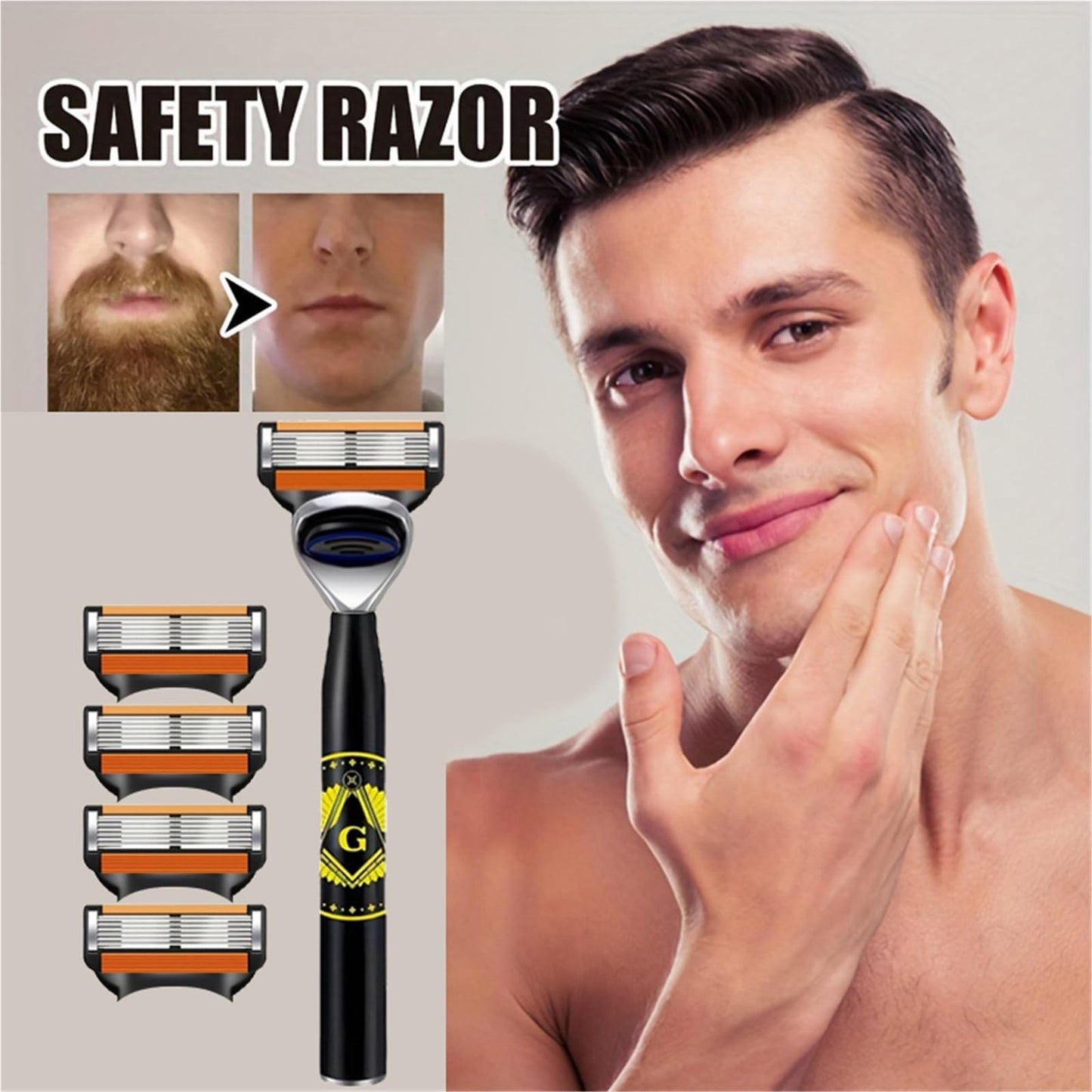 Six-blade Safety Razor-Smooth Shaving Experience, Premium Metal Handle, Easy Blade Replacement, Ideal For Wet Shaving And Sensitive Skin(0 holder 12 Beauty and Personal Care ZWBXPVHE