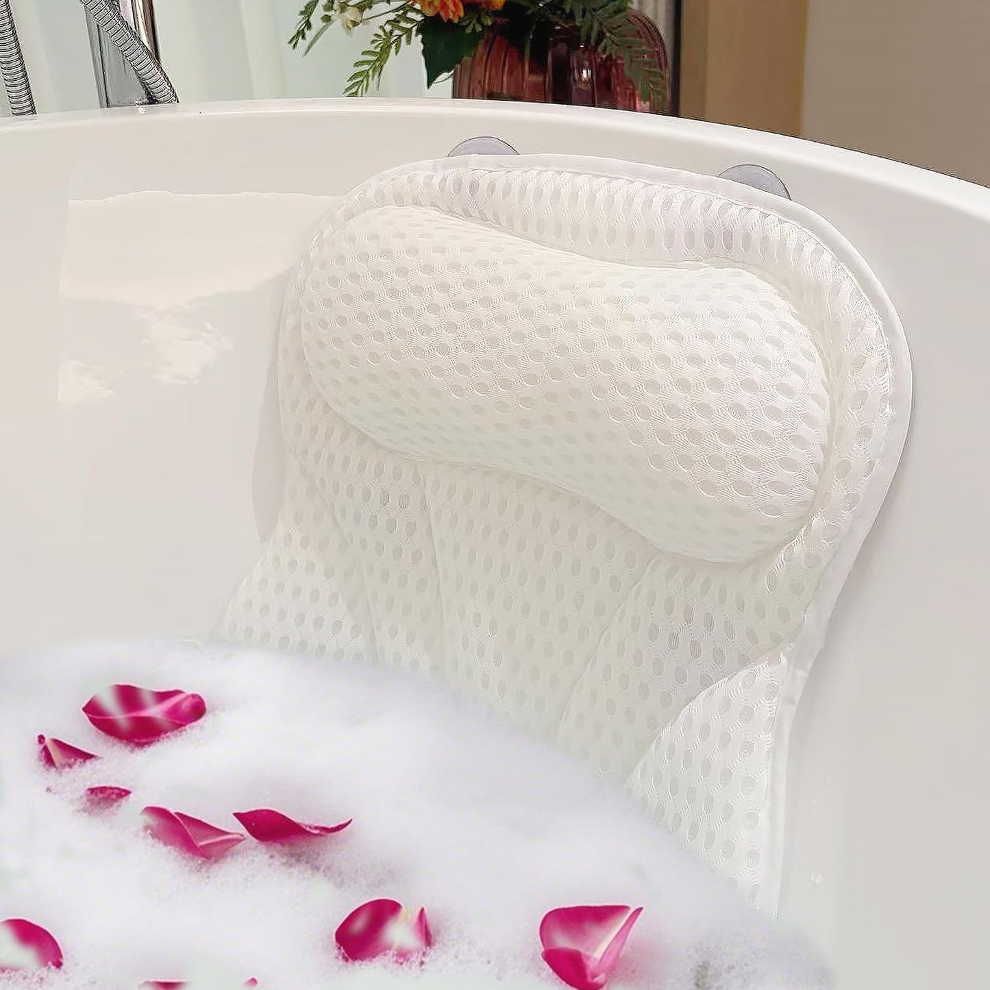 Bath Pillow Bathtub Pillow, Thick Padded Ergonomic Bathtub Headrest for Tub Neck and Back Support with Soft 4D Mesh Fabric and Six Non-Slip Suction Beauty and Personal Care Fan_Ruen