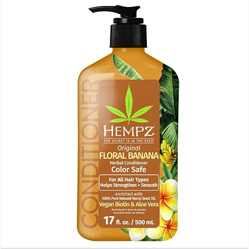 Hempz Biotin Conditioner - Original Light Floral & Banana - For Growth & Strengthening of Dry, Damaged and Color Treated Hair, Hydrating, Softening Beauty & Personal Care Hempz