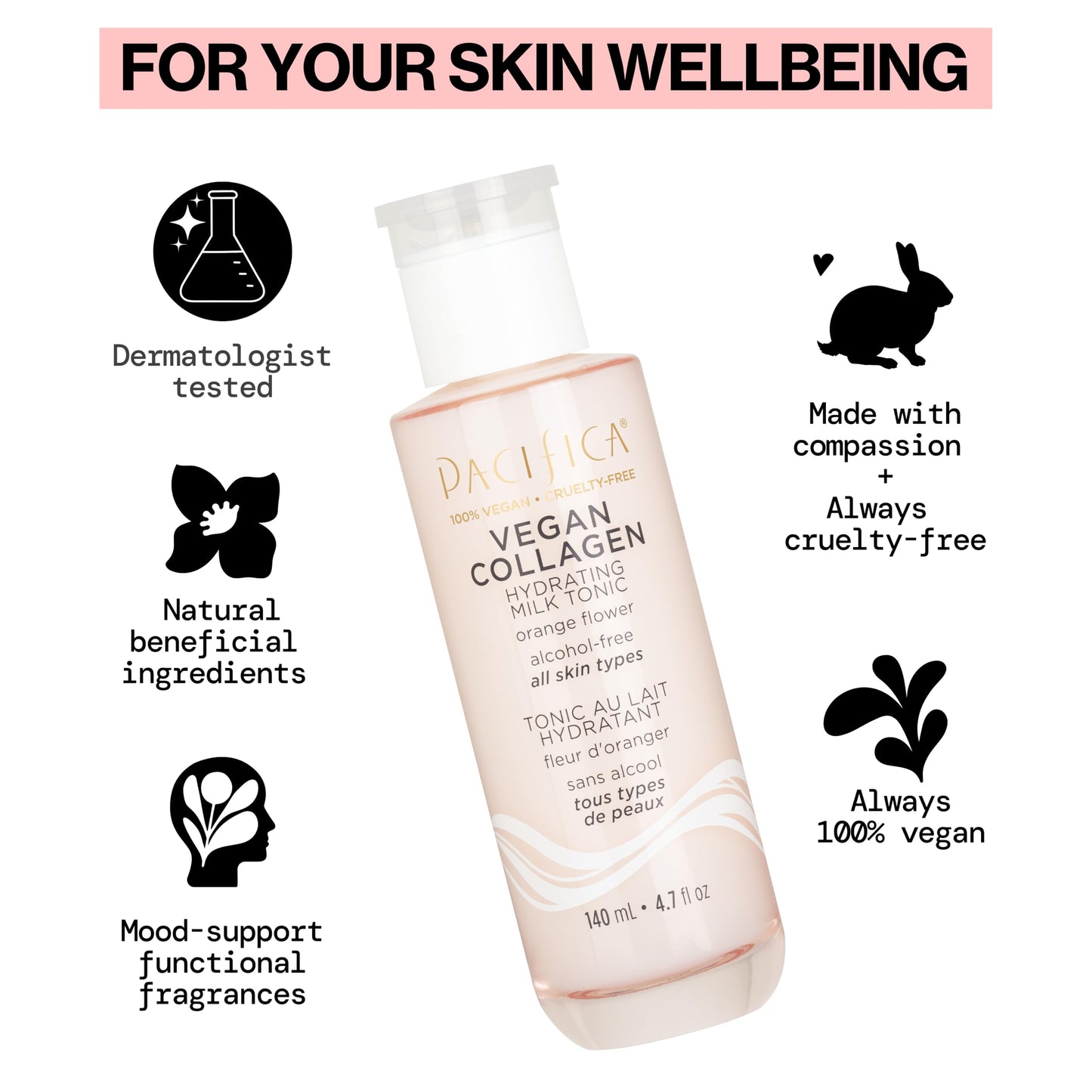 Pacifica Vegan Collagen Hydrating Milk Tonic - Alcohol-Free Milky Toner & Essence Moisturizing Vegan Collagen Face Tonic w/Hyaluronic Acid, Chamomile Beauty & Personal Care Pacifica
