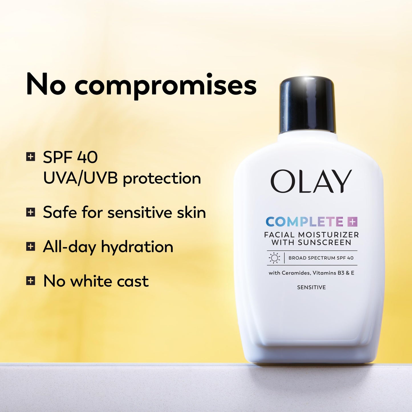 Olay Complete+ Face Moisturizer with Sunscreen SPF 40, For Sensitive Skin, Broad Spectrum Sun Protection, Fragrence-Free - No White Cast on All Tones Beauty & Personal Care Olay