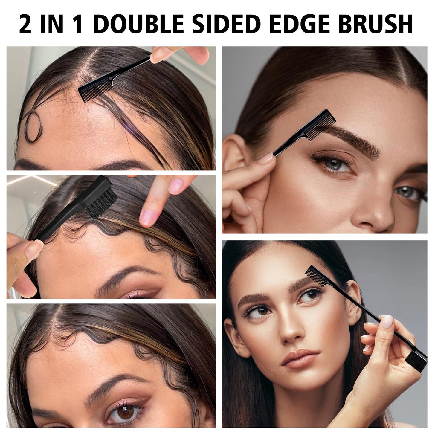 3 Pieces Hair Styling Comb Set Teasing Brush Rat Tail Comb Edge Brush for Edge&Back Brushing, Combing, Slicking Hair for Women (Black) Beauty & Personal Care Goiple