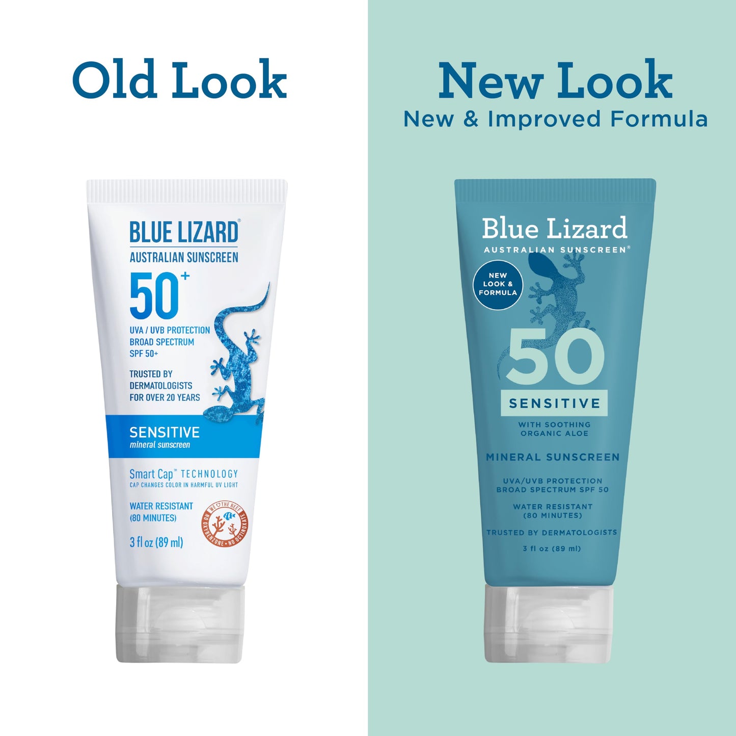 Blue Lizard SENSITIVE Mineral Sunscreen with Zinc Oxide, SPF 50+, Water Resistant, UVA/UVB Protection with Smart Cap Technology - Fragrance Free, 3 Beauty & Personal Care BLUE LIZARD