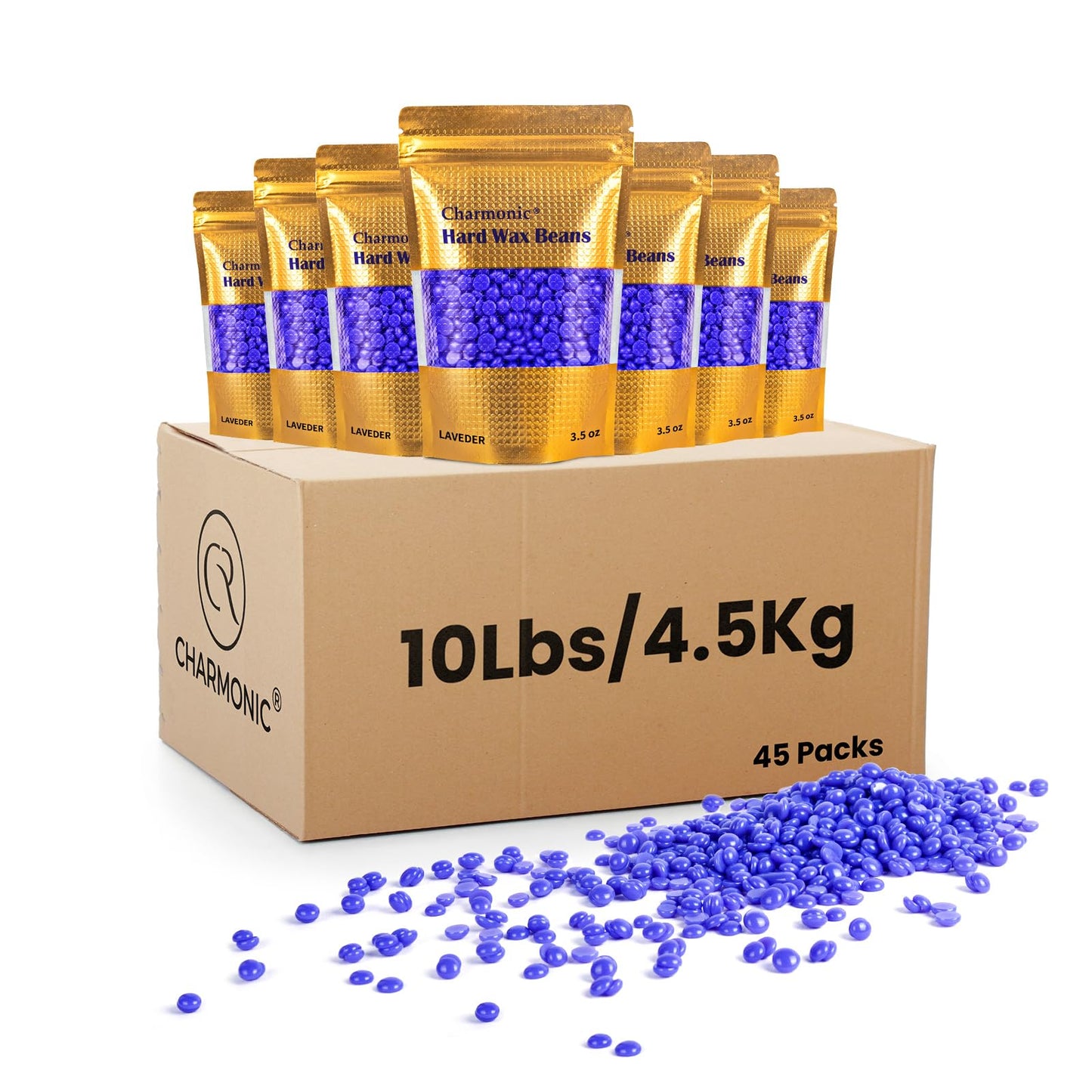 Charmonic Hard Wax Beads, 10 LB Wax Beans, Bulk Hair Waxing Beads for Face, Eyebrow, Brazilian, Legs, Body and Bikini Hair Removal, Depilatory Wax Beauty and Personal Care Charmonic