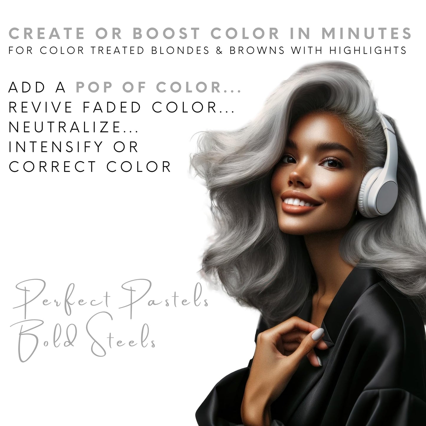 Watercolors INTENSE METALLIC Semi Permanet Color Depositing Shampoo-Sulfate & Paraben Free to Maintain & Enhance Hair Color 8 fl oz - STEEL Beauty & Personal Care Watercolors