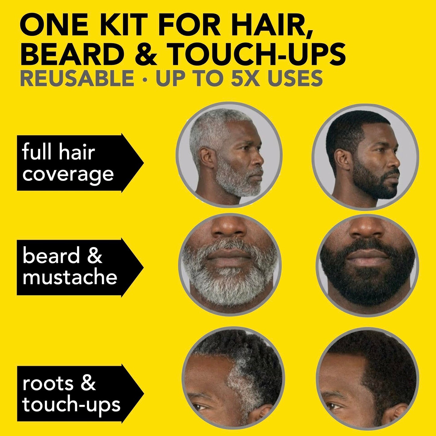 Reusable Hair & Beard Dye for Black Men - Black 1.0 | Up to 5 Uses, 7 Minutes | Natural Gray Coverage, No-Drip Cream with SkinArmour® - Cleverman Beauty & Personal Care CLEVERMAN