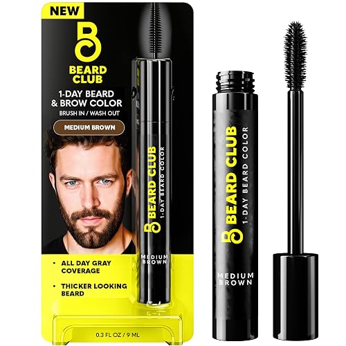The Beard Club 1 Day Temporary Beard Dye for Men - Medium Brown Beard, Mustache & Eyebrow Color for a Fuller, Well-Defined Look, Water & Sweat Beauty & Personal Care The Beard Club